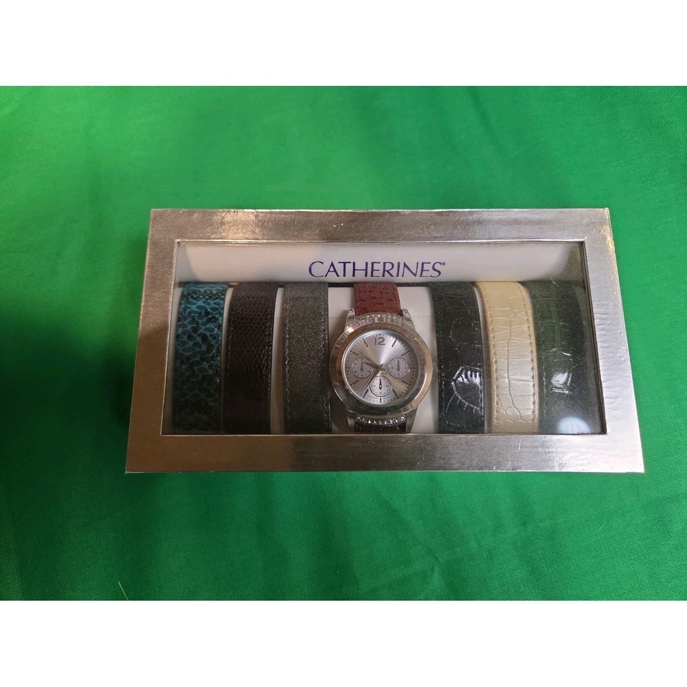 Catherines branded wristwatch set featuring 7 interchangeable colored bands